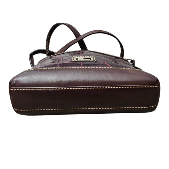 Dooney & Bourke Croc Embossed Tortoise Leather Red Crossbody Hand Bag - Picture 10 of 13